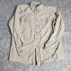 Tyndale FR Work Shirt Men L Beige Long Sleeve Button Down Cat 2 NFPA 2112 Cal 8